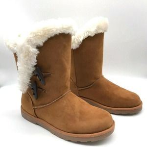Falls Creek Faux Fur Brown Suede Snow Winter Boots